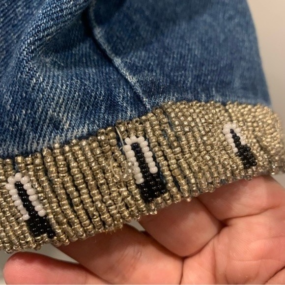 Vintage mixed media wrangler jacket size L. Leather , suede , cotton, beaded - Picture 5 of 13